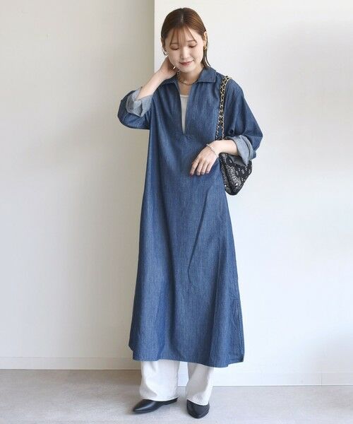 SHIPS / シップス ロング・マキシ丈ワンピース | 【WEB限定】〈洗濯機可能〉スキッパー デニム ワンピース | 詳細16