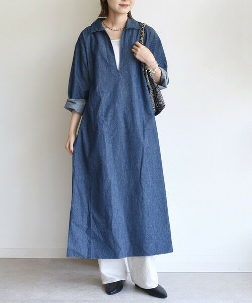 SHIPS / シップス ロング・マキシ丈ワンピース | 【WEB限定】〈洗濯機可能〉スキッパー デニム ワンピース | 詳細17