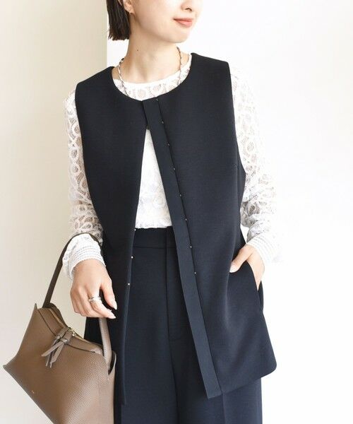 SHIPS / シップス ベスト | 〈洗濯機可能 / セレモニー対応可〉ポリエステル レーヨン ダンボール ジレ | 詳細10