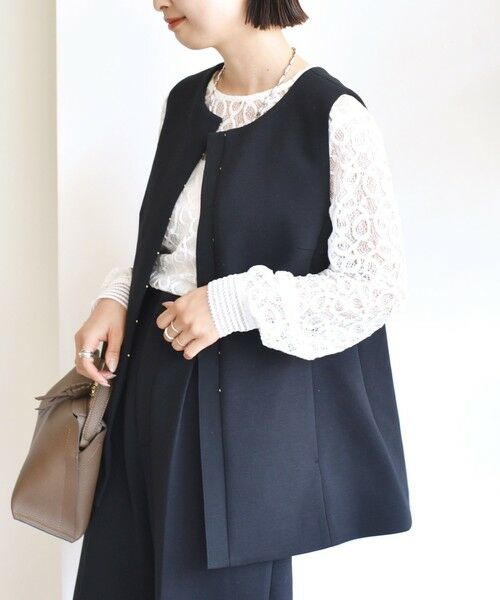 SHIPS / シップス ベスト | 〈洗濯機可能 / セレモニー対応可〉ポリエステル レーヨン ダンボール ジレ | 詳細11