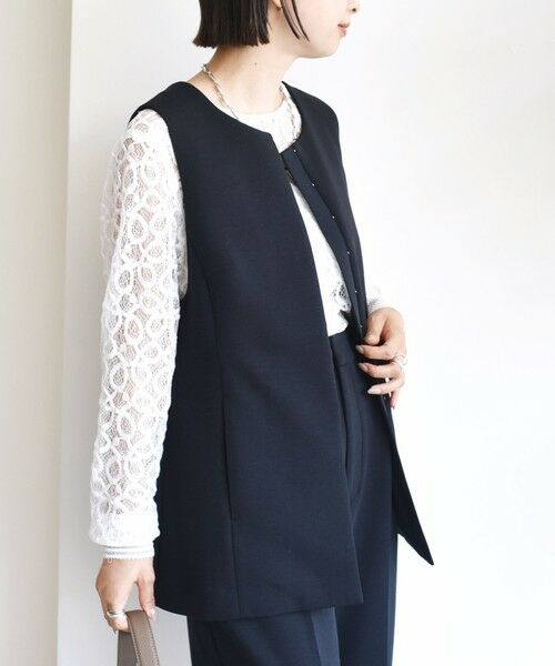 SHIPS / シップス ベスト | 〈洗濯機可能 / セレモニー対応可〉ポリエステル レーヨン ダンボール ジレ | 詳細12