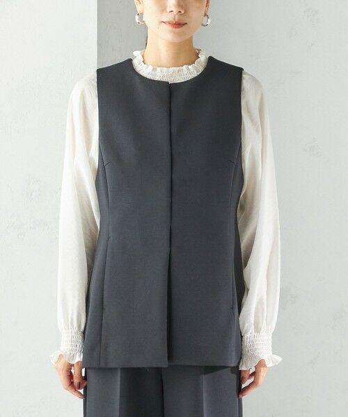 SHIPS / シップス ベスト | 〈洗濯機可能 / セレモニー対応可〉ポリエステル レーヨン ダンボール ジレ | 詳細15