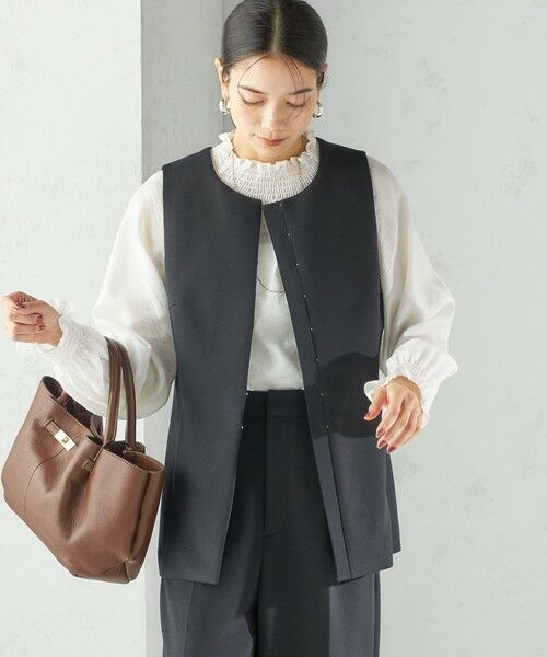 SHIPS / シップス ベスト | 〈洗濯機可能 / セレモニー対応可〉ポリエステル レーヨン ダンボール ジレ | 詳細4