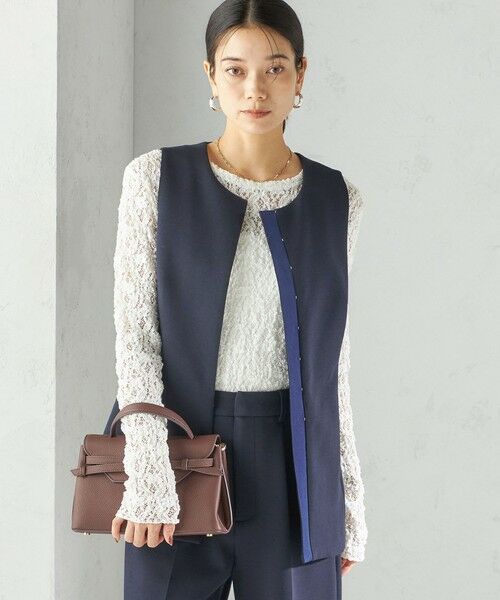 SHIPS / シップス ベスト | 〈洗濯機可能 / セレモニー対応可〉ポリエステル レーヨン ダンボール ジレ | 詳細23