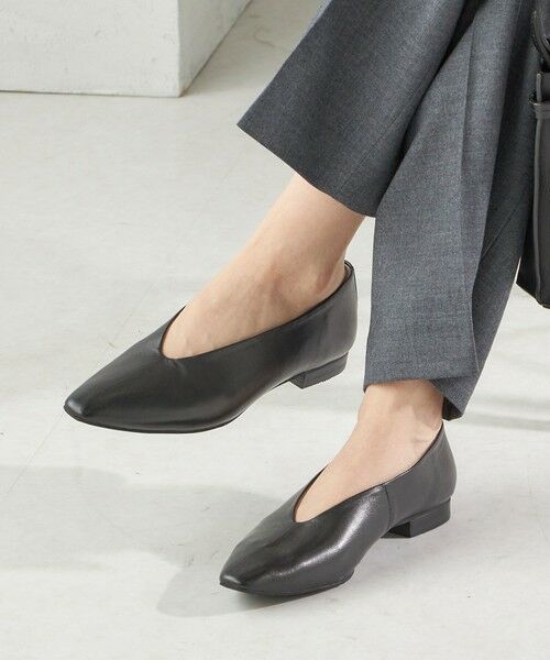 SHIPS for women/シップスウィメン Vカット フラット パンプス ブラック 35 SHIPS for women/シップスウィメン Vカット フラット パンプス ブラック 35