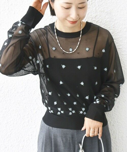 SHIPS for women/シップスウィメン 〈手洗い可能〉フラワー 刺繍 2WAY カーディガン ブラック ONE SIZE SHIPS for women/シップスウィメン 〈手洗い可能〉フラワー 刺繍 2WAY カーディガン ブラック ONE SIZE