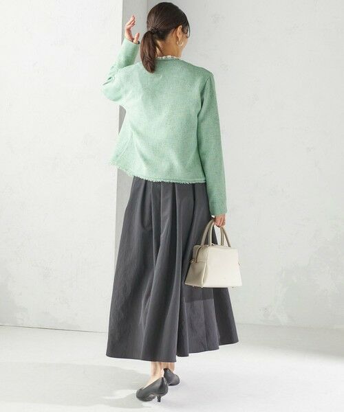 SHIPS / シップス ノーカラージャケット | 〈手洗い可能〉ストレッチ ツイード パール ボタン ジャケット | 詳細3