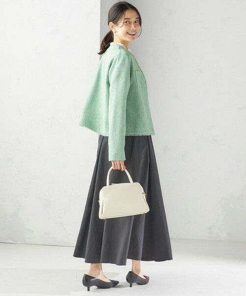 SHIPS / シップス ノーカラージャケット | 〈手洗い可能〉ストレッチ ツイード パール ボタン ジャケット | 詳細4