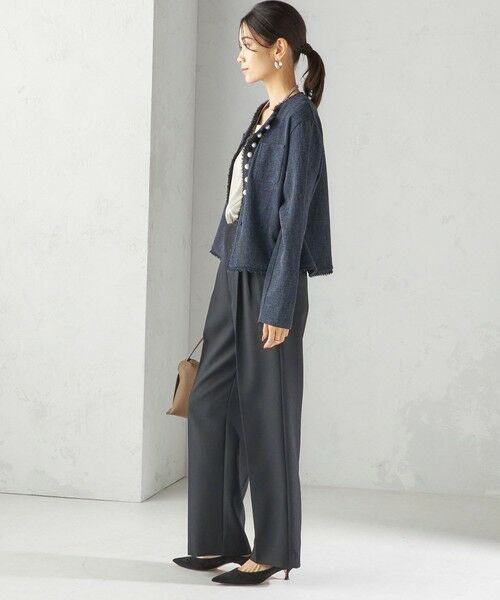 SHIPS / シップス ノーカラージャケット | 〈手洗い可能〉ストレッチ ツイード パール ボタン ジャケット | 詳細19