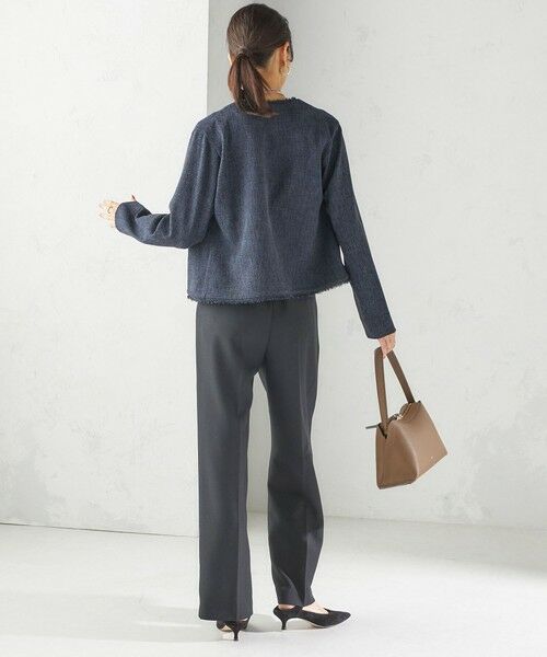 SHIPS / シップス ノーカラージャケット | 〈手洗い可能〉ストレッチ ツイード パール ボタン ジャケット | 詳細20