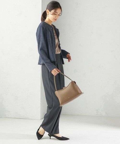 SHIPS / シップス ノーカラージャケット | 〈手洗い可能〉ストレッチ ツイード パール ボタン ジャケット | 詳細21