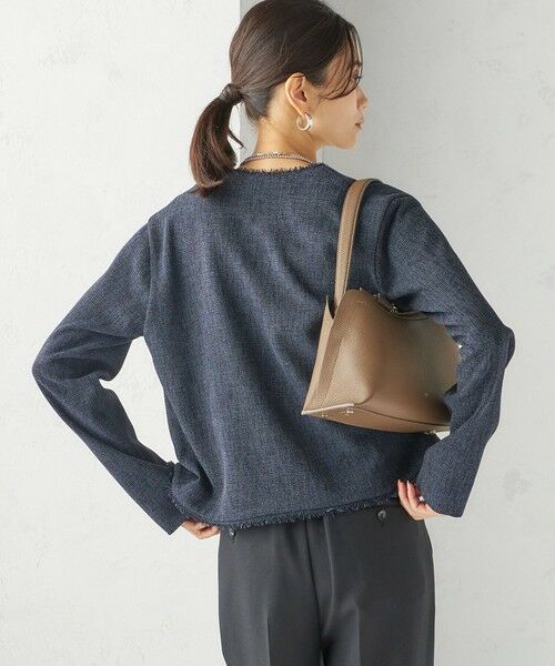 SHIPS / シップス ノーカラージャケット | 〈手洗い可能〉ストレッチ ツイード パール ボタン ジャケット | 詳細25