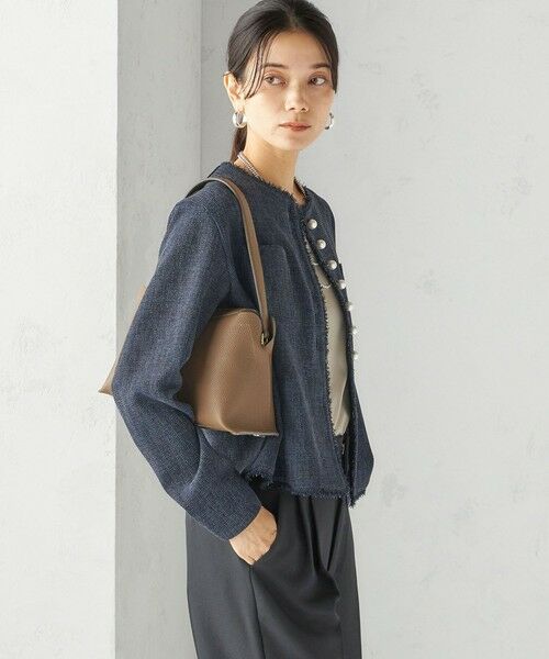 SHIPS / シップス ノーカラージャケット | 〈手洗い可能〉ストレッチ ツイード パール ボタン ジャケット | 詳細26