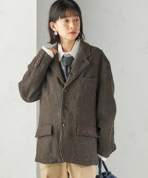 プラージュ 日本製 JANE SMITH 別注 デニムジャケット ノーカラー O andme デニムジャケット gジャン オーバーサイズノーカラー