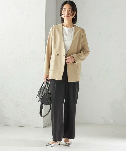 SHIPS / シップス ノーカラージャケット | 〈吸水速乾 / 防シワ加工 / 洗濯機可能〉スーティング ジャージー カラーレス ジャケット | 詳細1