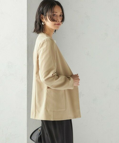 SHIPS / シップス ノーカラージャケット | 〈吸水速乾 / 防シワ加工 / 洗濯機可能〉スーティング ジャージー カラーレス ジャケット | 詳細11