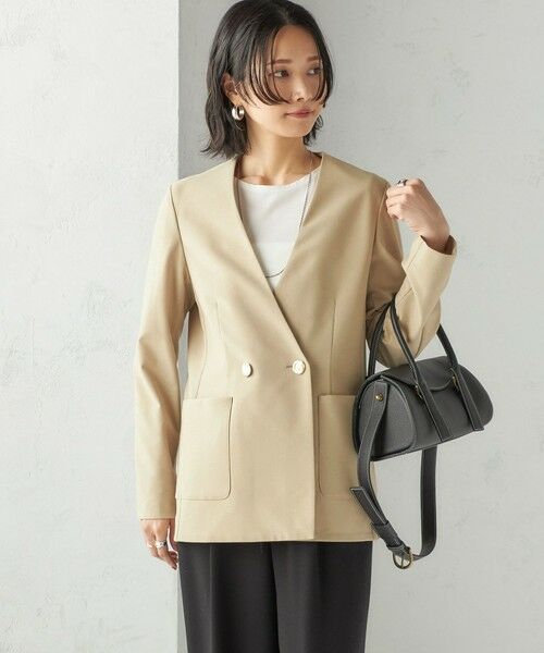 SHIPS / シップス ノーカラージャケット | 〈吸水速乾 / 防シワ加工 / 洗濯機可能〉スーティング ジャージー カラーレス ジャケット | 詳細12