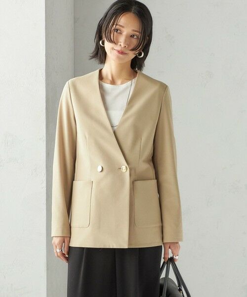 SHIPS / シップス ノーカラージャケット | 〈吸水速乾 / 防シワ加工 / 洗濯機可能〉スーティング ジャージー カラーレス ジャケット | 詳細13