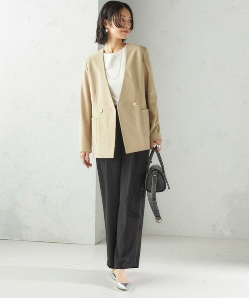 SHIPS / シップス ノーカラージャケット | 〈吸水速乾 / 防シワ加工 / 洗濯機可能〉スーティング ジャージー カラーレス ジャケット | 詳細6