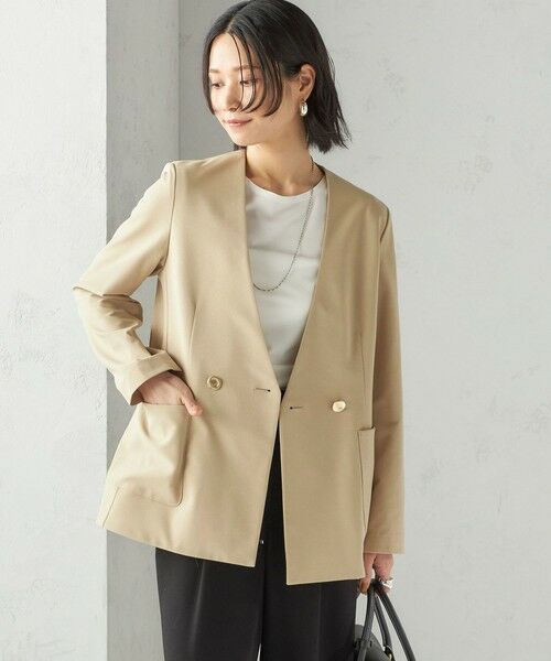 SHIPS / シップス ノーカラージャケット | 〈吸水速乾 / 防シワ加工 / 洗濯機可能〉スーティング ジャージー カラーレス ジャケット | 詳細7