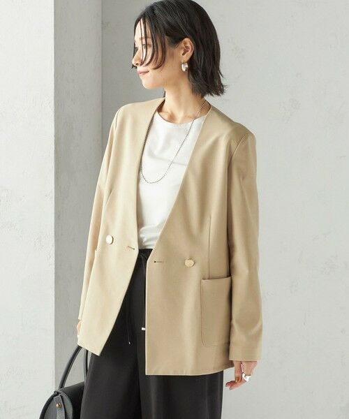 SHIPS / シップス ノーカラージャケット | 〈吸水速乾 / 防シワ加工 / 洗濯機可能〉スーティング ジャージー カラーレス ジャケット | 詳細8