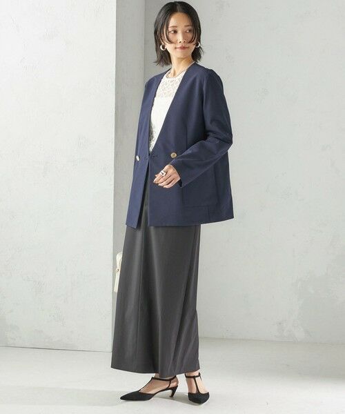 SHIPS / シップス ノーカラージャケット | 〈吸水速乾 / 防シワ加工 / 洗濯機可能〉スーティング ジャージー カラーレス ジャケット | 詳細23