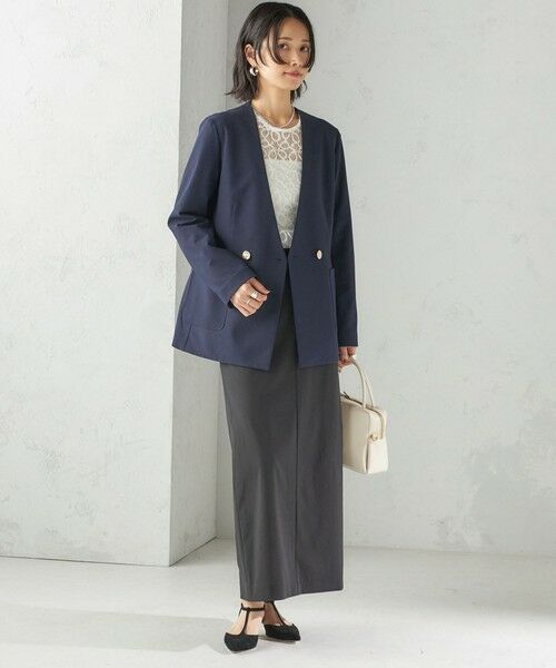 SHIPS / シップス ノーカラージャケット | 〈吸水速乾 / 防シワ加工 / 洗濯機可能〉スーティング ジャージー カラーレス ジャケット | 詳細27