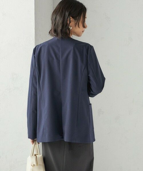 SHIPS / シップス ノーカラージャケット | 〈吸水速乾 / 防シワ加工 / 洗濯機可能〉スーティング ジャージー カラーレス ジャケット | 詳細30