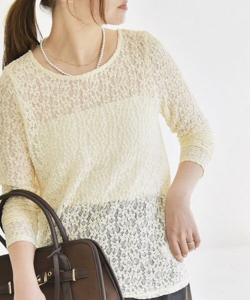 SHIPS / シップス カットソー（半袖以外） | quaranciel:〈手洗い可能〉フラワー レース ストレッチ クルーネック プルオーバー | 詳細15