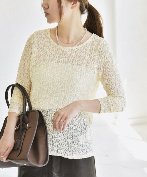 SHIPS / シップス カットソー（半袖以外） | quaranciel:〈手洗い可能〉フラワー レース ストレッチ クルーネック プルオーバー | 詳細16