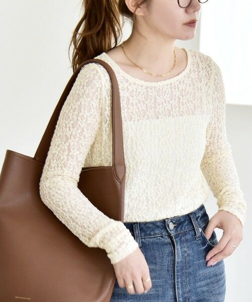 SHIPS / シップス カットソー（半袖以外） | quaranciel:〈手洗い可能〉フラワー レース ストレッチ クルーネック プルオーバー | 詳細4