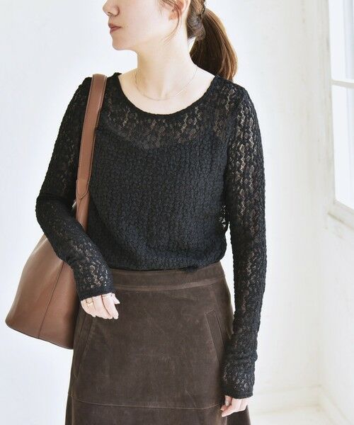 SHIPS / シップス カットソー（半袖以外） | quaranciel:〈手洗い可能〉フラワー レース ストレッチ クルーネック プルオーバー | 詳細24