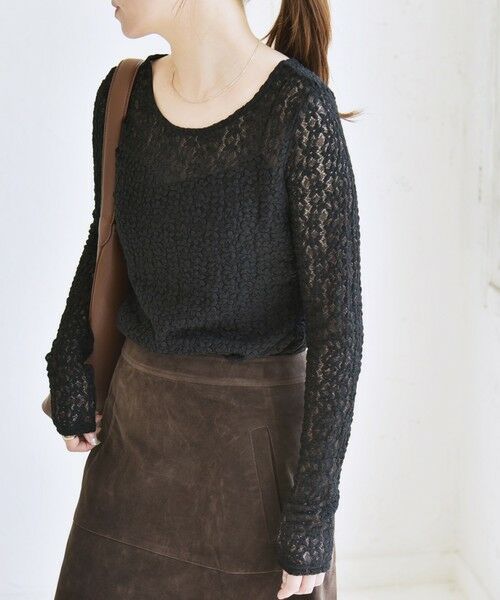 SHIPS / シップス カットソー（半袖以外） | quaranciel:〈手洗い可能〉フラワー レース ストレッチ クルーネック プルオーバー | 詳細25