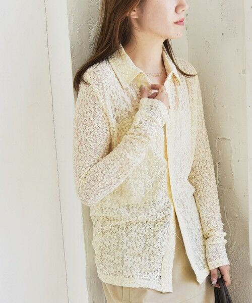 SHIPS / シップス カットソー（半袖以外） | quaranciel:〈手洗い可能〉フラワー レース ストレッチ レギュラーカラー シャツ カットソー | 詳細3