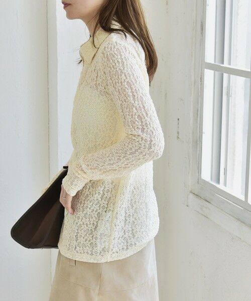 SHIPS / シップス カットソー（半袖以外） | quaranciel:〈手洗い可能〉フラワー レース ストレッチ レギュラーカラー シャツ カットソー | 詳細5