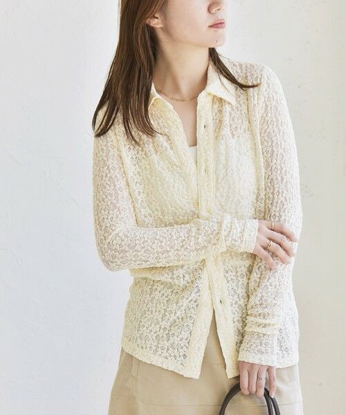 SHIPS / シップス カットソー（半袖以外） | quaranciel:〈手洗い可能〉フラワー レース ストレッチ レギュラーカラー シャツ カットソー | 詳細6