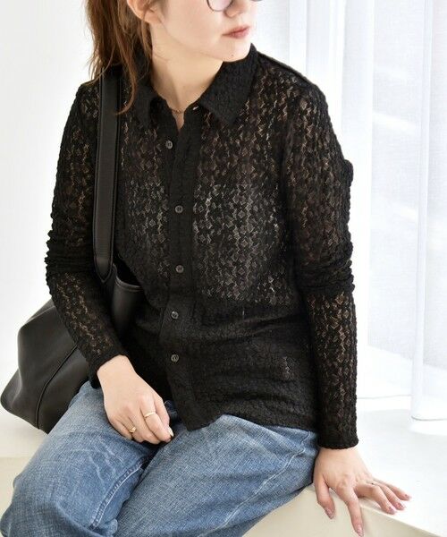 SHIPS / シップス カットソー（半袖以外） | quaranciel:〈手洗い可能〉フラワー レース ストレッチ レギュラーカラー シャツ カットソー | 詳細12