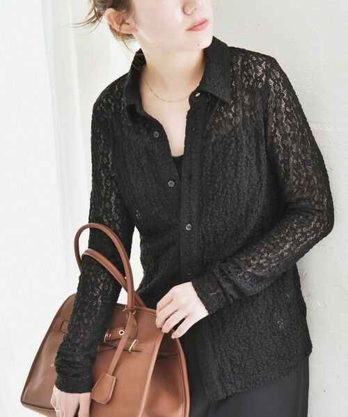 SHIPS / シップス カットソー（半袖以外） | quaranciel:〈手洗い可能〉フラワー レース ストレッチ レギュラーカラー シャツ カットソー | 詳細15