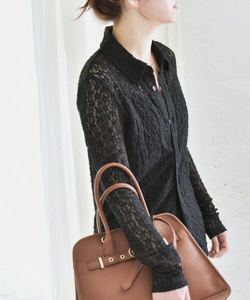 SHIPS / シップス カットソー（半袖以外） | quaranciel:〈手洗い可能〉フラワー レース ストレッチ レギュラーカラー シャツ カットソー | 詳細19