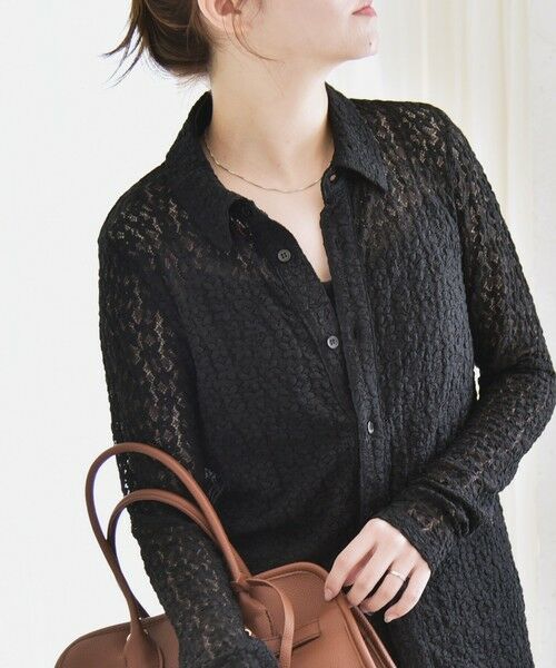 SHIPS / シップス カットソー（半袖以外） | quaranciel:〈手洗い可能〉フラワー レース ストレッチ レギュラーカラー シャツ カットソー | 詳細21