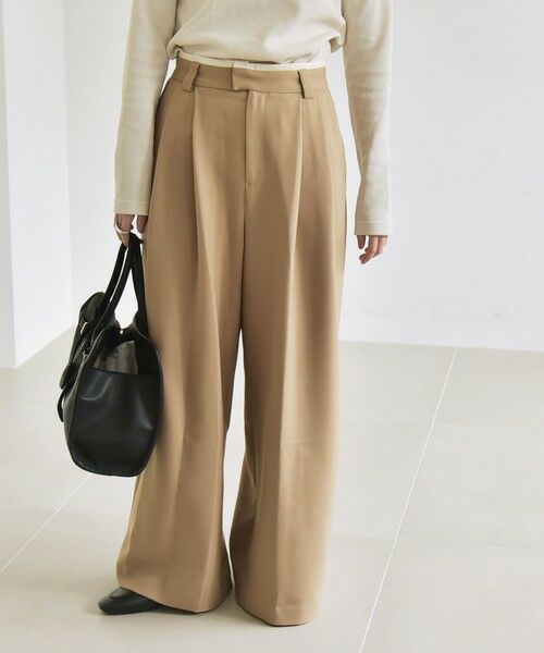 SHIPS / シップス その他パンツ | quaranciel:〈洗濯機可能〉ダブルクロス ウエスト ライン タック ワイド パンツ | 詳細3