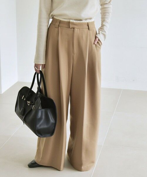 SHIPS / シップス その他パンツ | quaranciel:〈洗濯機可能〉ダブルクロス ウエスト ライン タック ワイド パンツ | 詳細5