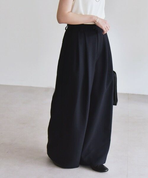 SHIPS / シップス その他パンツ | quaranciel:〈洗濯機可能〉ダブルクロス ウエスト ライン タック ワイド パンツ | 詳細20