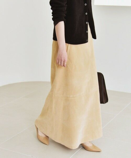 SHIPS / シップス ロング・マキシ丈スカート | quaranciel:〈洗濯機可能〉ポリエステル スエード フレア マキシ スカート | 詳細4