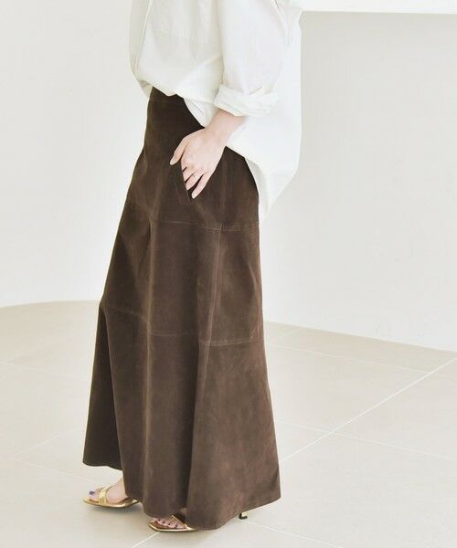 SHIPS / シップス ロング・マキシ丈スカート | quaranciel:〈洗濯機可能〉ポリエステル スエード フレア マキシ スカート | 詳細17