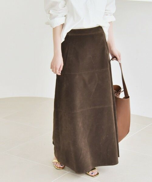 SHIPS / シップス ロング・マキシ丈スカート | quaranciel:〈洗濯機可能〉ポリエステル スエード フレア マキシ スカート | 詳細19