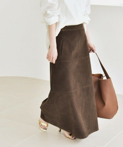 SHIPS / シップス ロング・マキシ丈スカート | quaranciel:〈洗濯機可能〉ポリエステル スエード フレア マキシ スカート | 詳細21