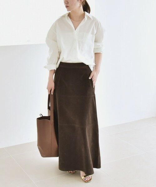 SHIPS / シップス ロング・マキシ丈スカート | quaranciel:〈洗濯機可能〉ポリエステル スエード フレア マキシ スカート | 詳細14
