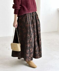 SHIPS / シップス ロング・マキシ丈スカート | quaranciel:〈洗濯機可能〉フラワー ジャカード タック ギャザー フレア スカート