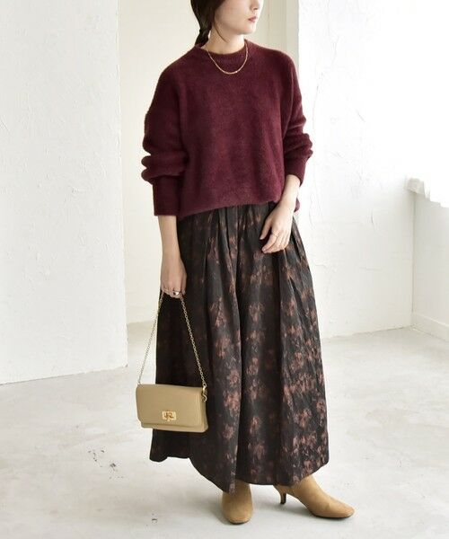 SHIPS / シップス ロング・マキシ丈スカート | quaranciel:〈洗濯機可能〉フラワー ジャカード タック ギャザー フレア スカート | 詳細1